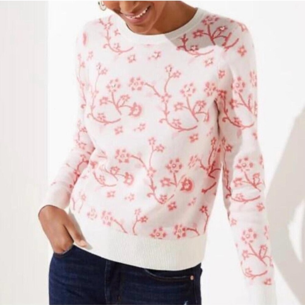 LOFT Women's Cherry Blossom Pink Crewneck Pullover Sweater XS.